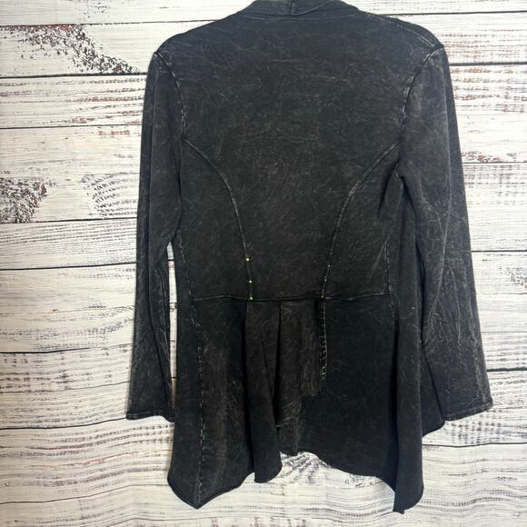 Testimony Los Angeles Victorian Jacket Black French Terry Open Front Goth Sm - Picture 6 of 6